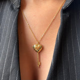 Heart Key Locket Necklace