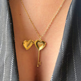 Heart Key Locket Necklace
