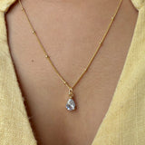 White Pear Stone Necklace