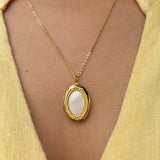Mother Of Pearl Locket Necklace