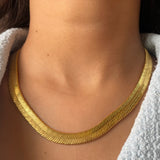 Thick flat snake chain necklace