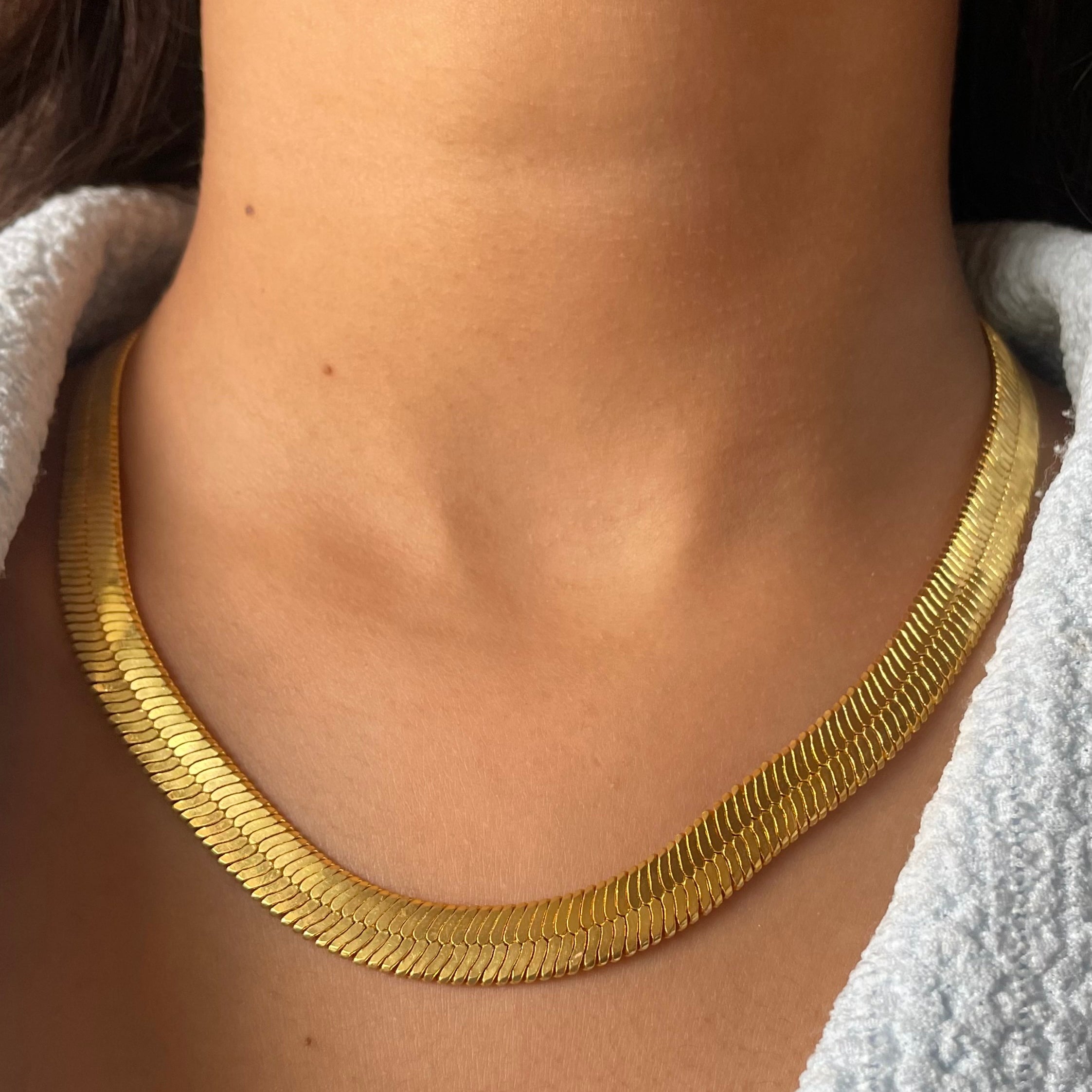 Gold Plated Thick Flat Gold Chain Flat Snake Thick Gold Snake