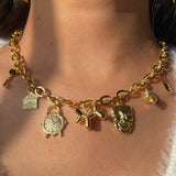 Gilded Hibiscus charm necklace